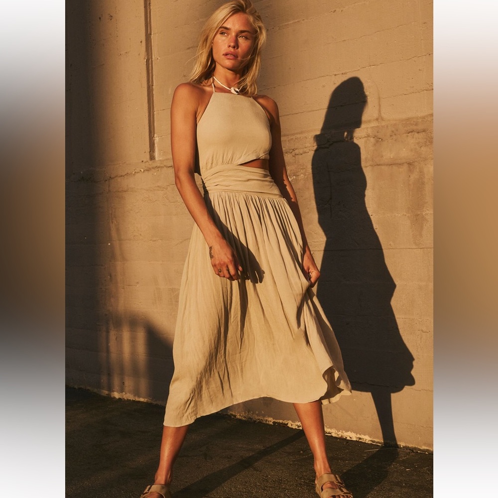 Free People Tan Halter Sundress Sleeveless